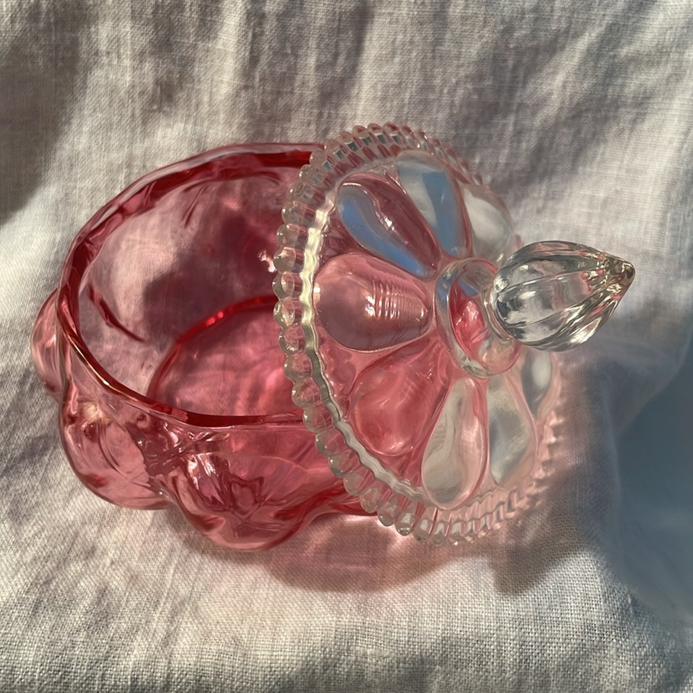 Vintage Fenton Cranberry Glass Perfume bottles and Trinket Box Set - Picture 2 of 5
